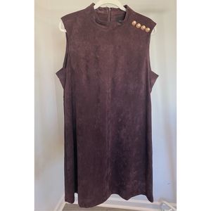 Ivanka Trump Women Size 16 Sleeveless Suede Dress Eggplant Color Zipper